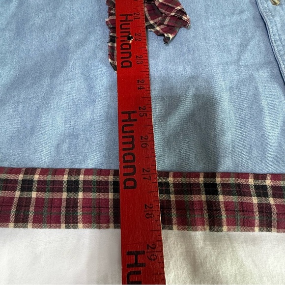 Allsport Denim Jean Shirt Size Large Longsleeve Women Snowman Applique Teacher - Picture 5 of 10